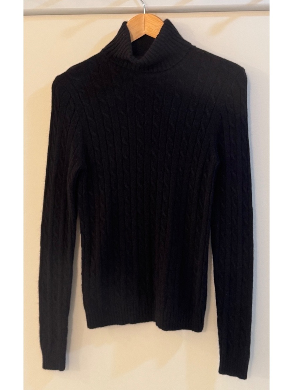 J.Crew Black Cable Knit Turtleneck Sweater Medium